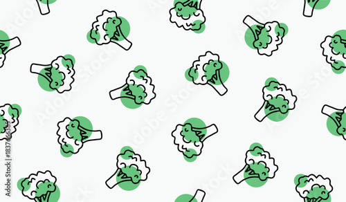 Cute broccoli vegetables pattern background vector design