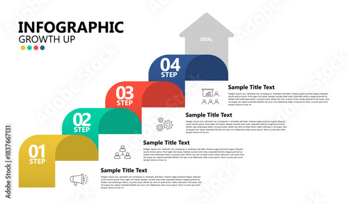 Infographic 4 steps to business growth presentation template, for web, power point or poster infographic 4 steps. vector eps