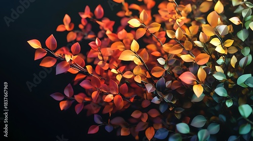 A shrub with leaves that change color based on the season