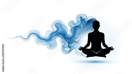Yoga silhouette with smoke effects