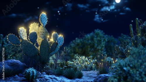 A cactus that absorbs moonlight and glows faintl