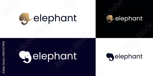 Premium Gradient Elephant Logo Vector Elegant Business Symbol Design Template