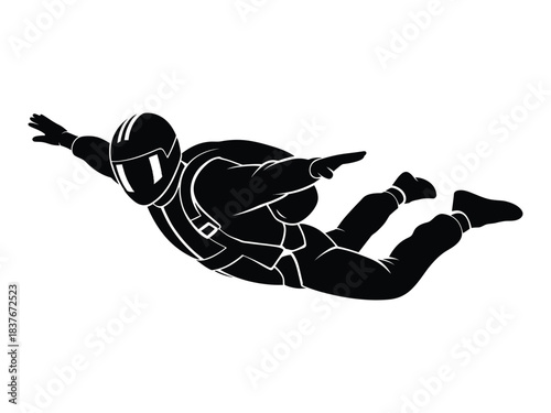 Skydiver Freefall Silhouette Icon | Extreme Sport Parachute Adventure Vector