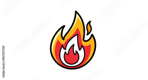 Stylized Cartoon Flame Icon with Vibrant Colors.