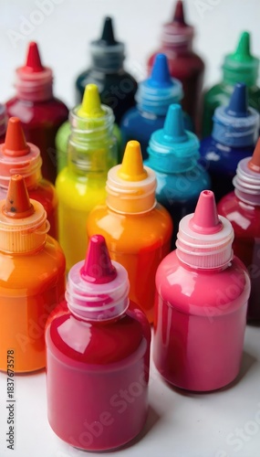 A vibrant array of colorful food dye in various shades and bottles, ready for baking and cooking projects  Perfect for culinary and food blogging visuals , vibrant, orange, black