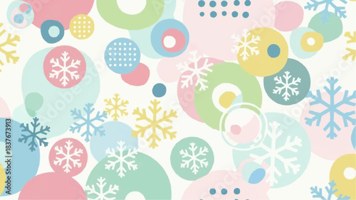 Festive Geometric Pattern with Snowflakes Vector Illustration