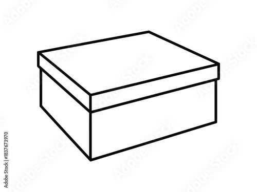 Rectangular Box Outline Icon: Shoe Box or Gift Package Container Vector Graphic