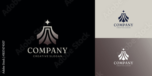 Premium Luxury Tent Logo Symbol Template Elegant Royal Star Golden Ring
