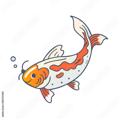 Colorful koi fish swimming in Japanese illustration style