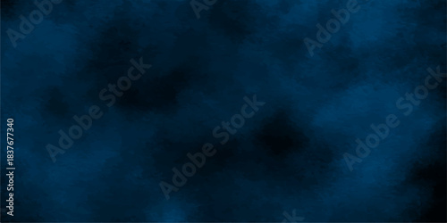 Dark blue smoke texture on a black night background with abstract light and motion