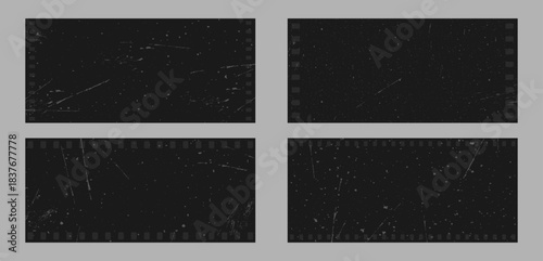 Film grain filter. Gritty texture and vintage overlay. Dust and scratches for distressed photo backgrounds or borders. Set of Vector illustration.