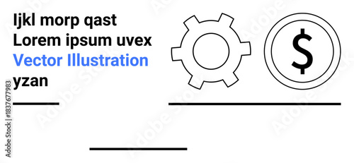 Gear and dollar coin emphasizing financial management, efficiency, and strategy. Ideal for finance, business solutions, banking, workflow, optimization, startup strategies simple landing page