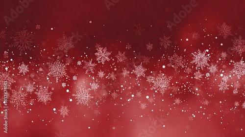 Red christmas background with snowflakes and festive winter glow