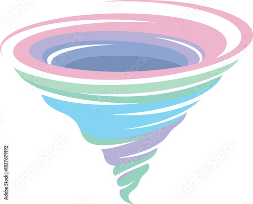 Colorful pastel tornado or cyclone icon isolated on