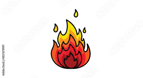 Vibrant Flame Illustration with Dynamic Colors and Cartoon Style.