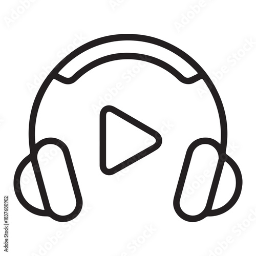 Headphones with play button icon symbol