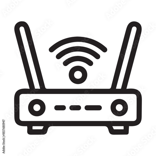 Wireless router icon with wi fi signal