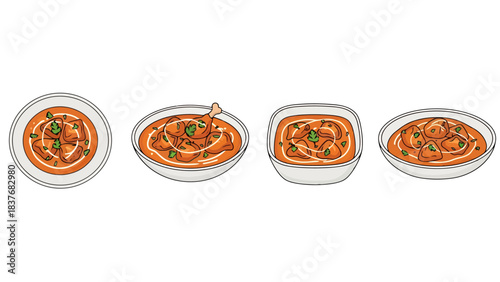 Assorted Delicious Pasta Dishes in Bowls for Food Presentation