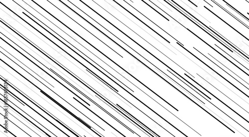 Straight speed lines repeating pattern. Black and white diagonal stripes gradient. Abstract fast effect texture. Comic or cartoon book rays and beams wallpaper.