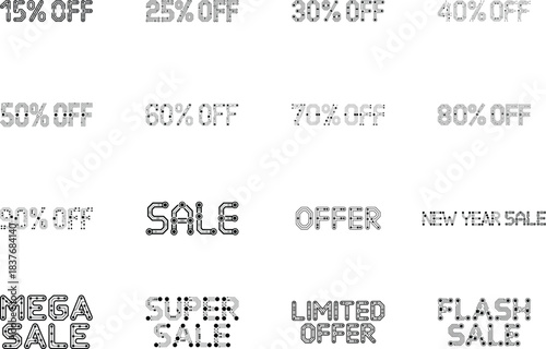 sale offer tech design set, circuit board promotion graphics, electronic discount vector illustration
