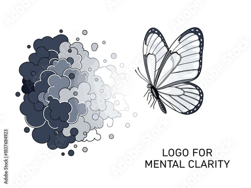 A butterfly emerges from a cloud of smoke, symbolizing mental clarity and transformation.
