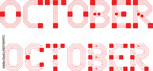 October circuit design, autumn technology themed month, electronic october vector illustration
