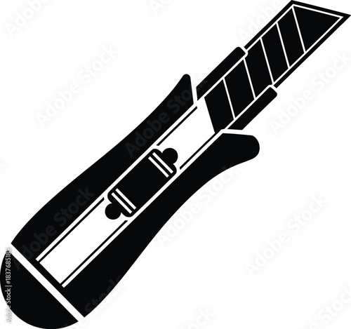 Sharp utility knife icon flat design vector illustration on transparent background silhouette