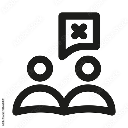 Rejection disagreement icon. Modern professional minimal line vector icon representing denial conflict clarity decision and clean visual design