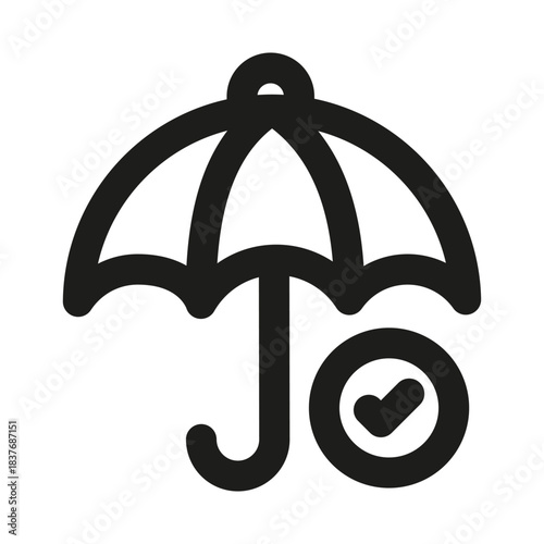 Umbrella protection icon. Modern professional minimal line vector icon representing security safety coverage clarity and clean visual design