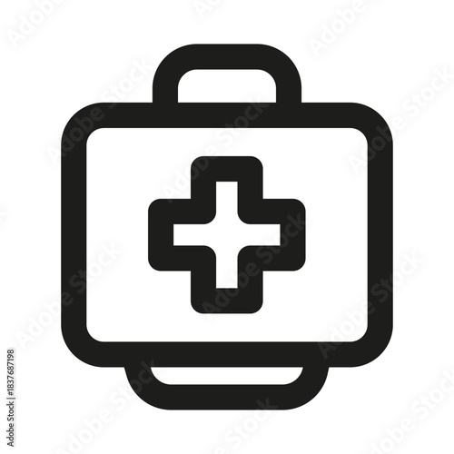 First aid box icon. Modern professional minimal line vector icon showing emergency care medicine clarity protection and clean essential visual design