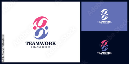 Modern Logo Symbol Teamwork Business Communication and Community Solidarity Design Template Vector