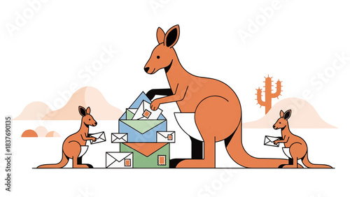 Kangaroos Sorting and Delivering Mail in a Desert Environment