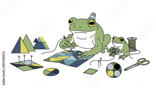 Frogs Quilting Together: A Whimsical Sewing Project