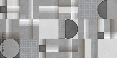 Fototapeta Naklejka Na Ścianę i Meble -  black and white tiles geomatric shapes wall texure pattern.