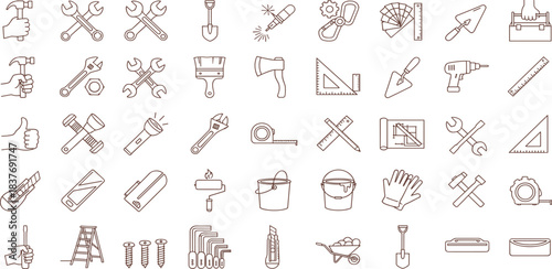 Various Hand Tools and Equipment Illustrations for DIY Projects