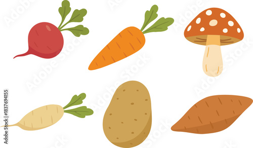 set of various vegetables