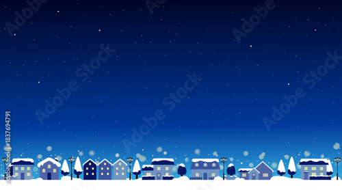 冬の夜の街並み　ブルークリスマス