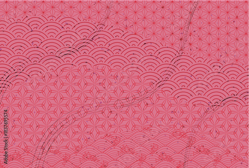 和柄　ピンク　年賀状　背景	