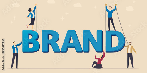 Building a strong brand people collaboratively constructing the word brand