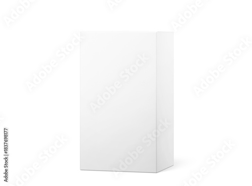 Vertical white cardboard box mockup. Cosmetic or medicine packaging. PNG transparent.