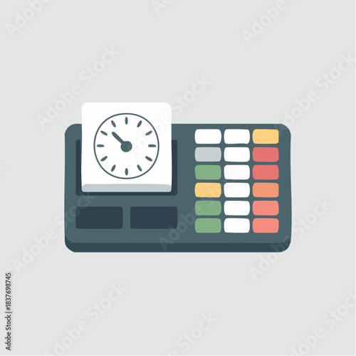 Employee time tracking punch clock machine icon.