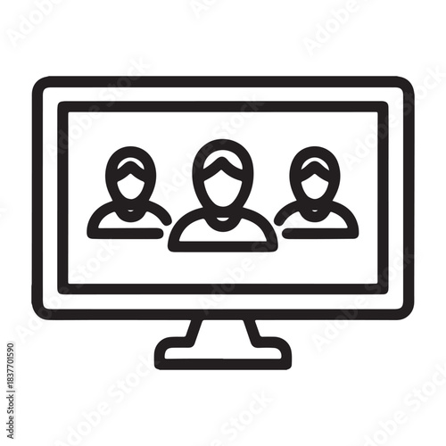 Computer screen displaying three people in a video conference