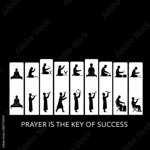 Prayer is the Key of Success with Silhouettes of People Praying.