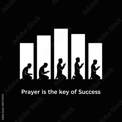 Silhouettes of people praying with a message about success.