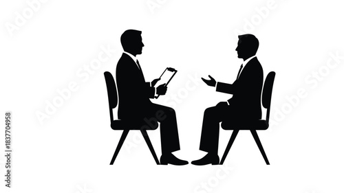 Two businessmen in a meeting discussing business with formal attire silhouette