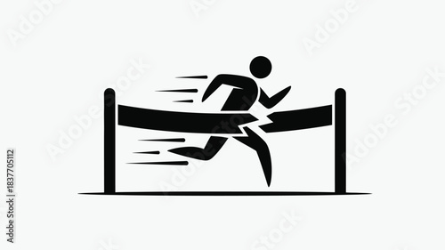 Athlete jumping over a hurdle during a race a striking silhouette