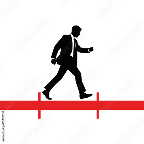 Businessman overcoming obstacles demonstrating determination and perseverance to achieve goals.