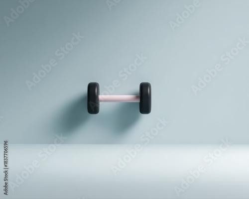 Minimalist outline of a gym dumbbell icon with soft edges