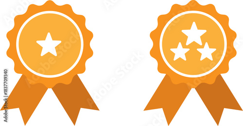 Star Award Ribbon Badge Icons