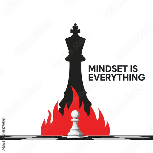 Mindset is Everything Chess Piece on Fire.